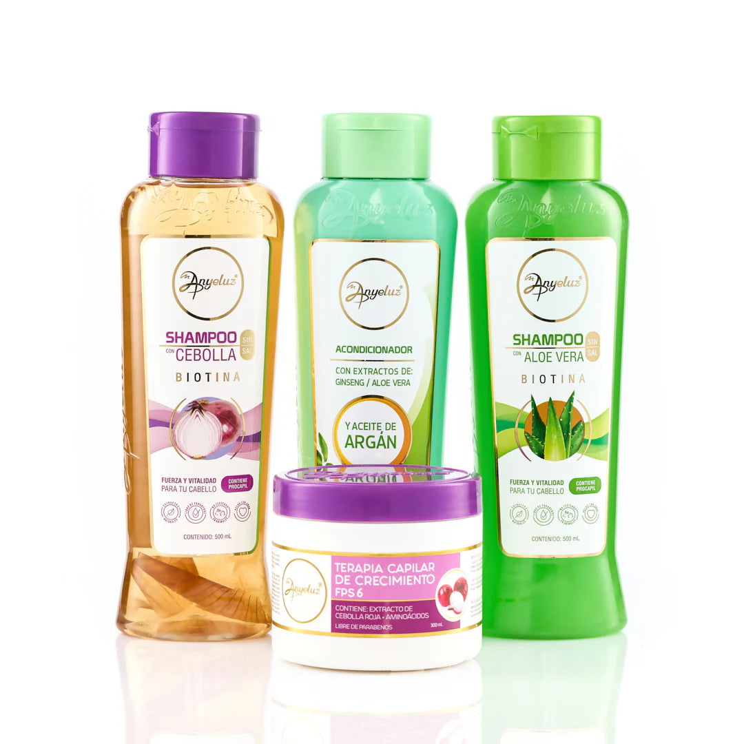 kit anyeluz cabello graso crecimiento capilar shampoo cebolla aloe vera